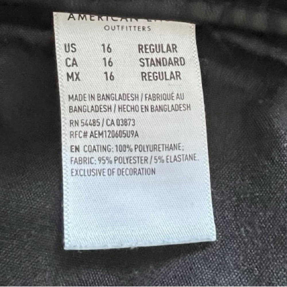 American Eagle Vegan Leather Stretch Boot Cut Jeans Size‎ 16 - Picture 6 of 10